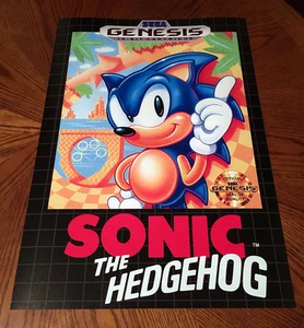 Sonic the Hedgehog Sega Genesis box case art retro video game 24" poster print - Picture 1 of 4