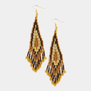 Stylish Women's Beaded Fringe Tassel Statement Earrings - Picture 1 of 1