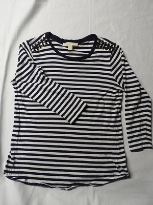 Michael Kors - Top para mujer - Rayas azules y blancas - Hombro con cordones - S - Usado en Excelente Condición Foto 1 de 2