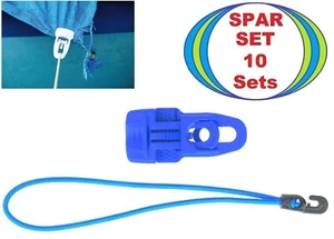 10 x Planen Persenning MIDI CLIP blau + 25 cm x Ø 4 mm Spann Gummi Haken Spanner - Picture 1 of 17