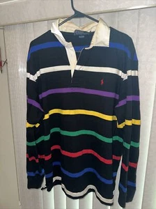 Polo Ralph Lauren Long Sleeve Rugby Polo Shirt Rainbow Multicolor Mens Large  - Picture 1 of 5