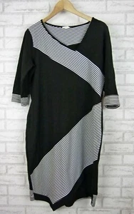 Bird keepers womens dress black white print 3/4 sleeves v-neck 16? - Picture 1 of 5