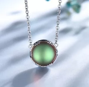 Womens Jewelry 925 Sterling Silver Round Aurora Gemstone Lobster Clasp Necklaces - Picture 1 of 2