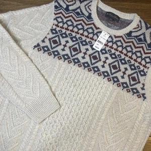 NWT Brooks Brothers Sweater Merino Wool Italian Yarn Cable Knit Men’s Large $228 - Picture 1 of 5