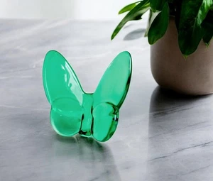 3" Green Crystal Butterfly Figurine Tabletop Sculpture - Picture 1 of 6