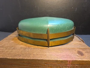 Art Deco Brass & Green Wall Sconce Light Out Of Spartan Vintage Trailer. - Picture 1 of 15