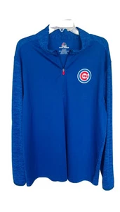 Men’s Majestic Cool Base Chicago Cubs Quarter Zip dugout Pullover XL blue - Picture 1 of 8