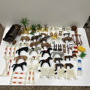 Playmobil Geobra RIESIGES Konvolut Vintage Pferde Zubehör Wagen Pflanzen Western - Bild 1 von 12
