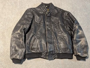 Chaqueta de cuero Protech vintage para hombre XL negra bombardero motocicleta motociclista  - Imagen 1 de 23