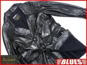 Marc Richards Men's Black Leather Trench Coat L USED Made in USA - Picture 1 of 6