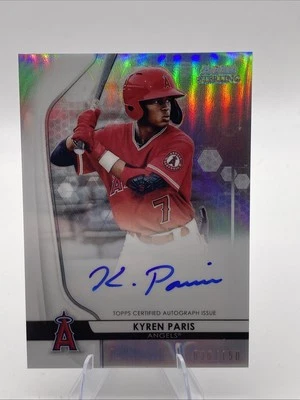2020 Bowman Sterling Prospect Auto Refractor /150 Kyren Paris #BSPA-KP Auto - Image 1 of 3