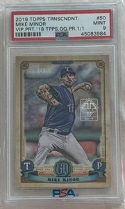 MIKE MINOR TEXAS RANGERS 2019 TOPPS TRANSCENDENT VIP PARTY 1/1 #50 PSA 9 - Picture 1 of 2