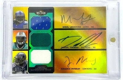 2011 Topps Triple Threads Leshoure Thomas DeMarco Murray /18 Auto Relics Emerald - Image 1 of 2