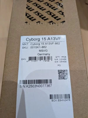 MSI Cyborg 15 A13V A13VF-862 Gaming Laptop RTX 4060 Intel i7 15 Zoll A13VF-862 - Bild 1 von 4