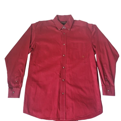 Ariat Button Down Western Shirt Men’s Large Red Long Sleeve Snap Casual Work - Image 1 of 4