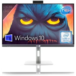 All in One 27" 4K i7 8th Gen RAM 8GB SSD 120GB Windows 10 Pro Gaming VESA PC - Picture 1 of 11