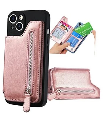 Carteira adesiva para capa de telefone, porta-cartão adesivo para parte de trás de ouro rosa - Imagem 1 de 4