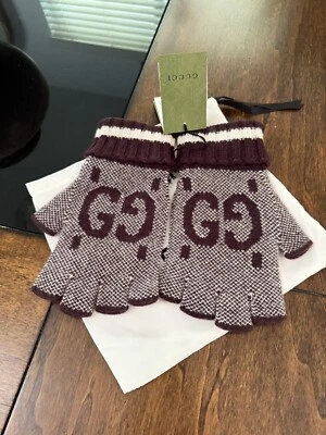 NUEVO Guantes Gucci Jumbo GG Cachemira Sin Dedos Talla Grande Unisex Foto 1 de 4