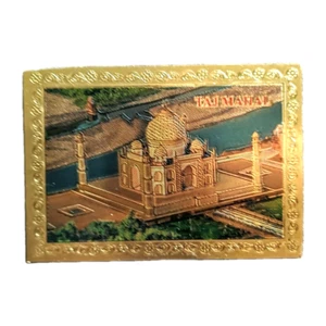 Refrigerator Magnet Taj Mahal Sparkly Gold Agra India - Picture 1 of 3