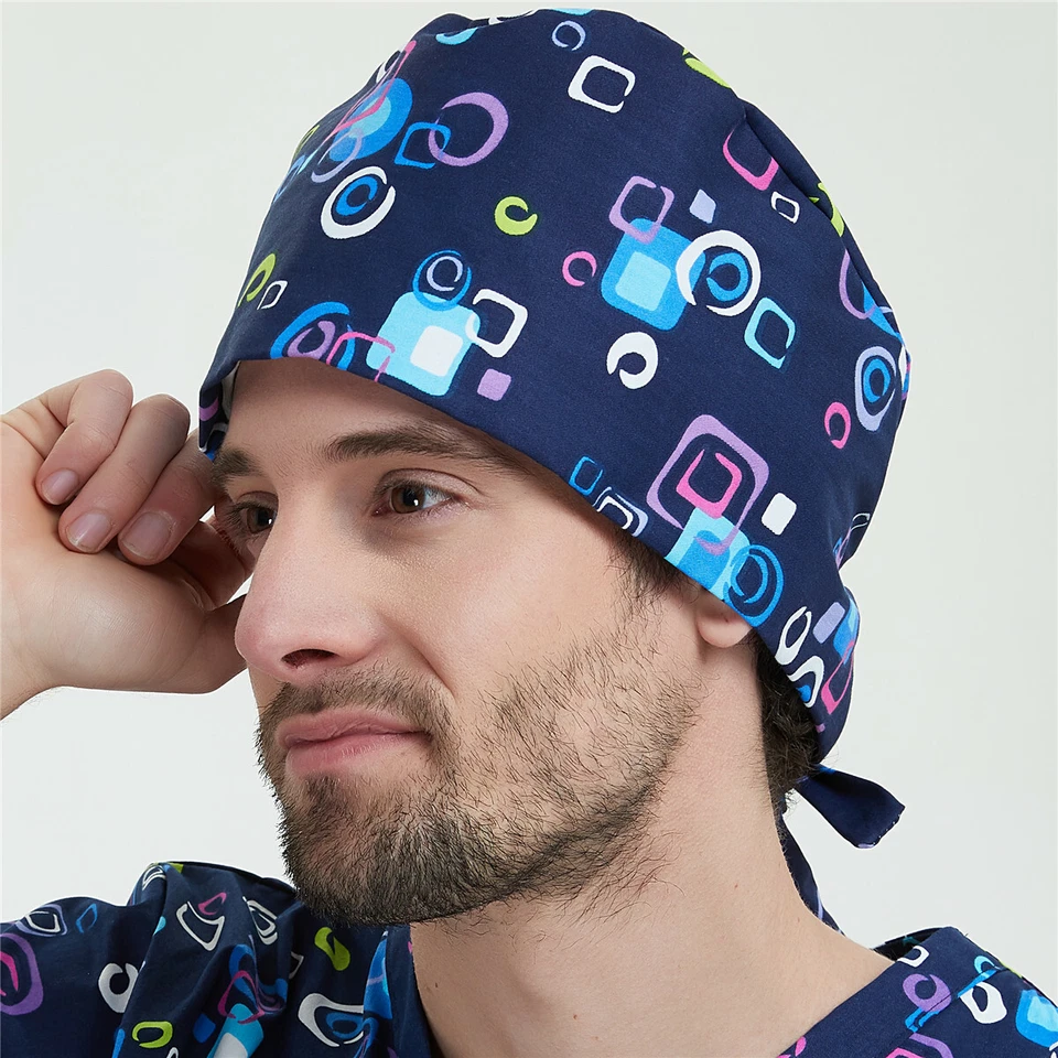 Sombrero médico clínico médico estampado quirúrgico mujeres y hombres gorra de trabajo estampado de planetas Foto 1 de 4
