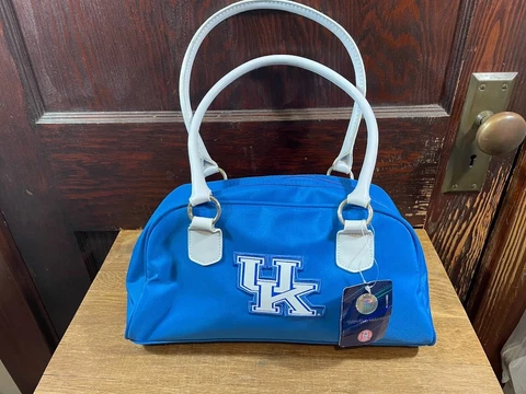 University of Kentucky UK Blue Nylon Purse Zippered Bag White Handles With Tags Cover