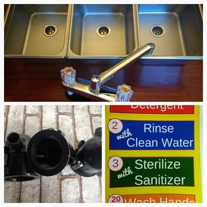 Portable Concession Sinks LARGE 3 Compartment Sink Set & Drain Traps - Picture 1 of 10