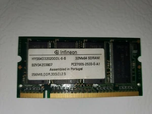 1 Memoria Infineon 256MB DDR SoDimm No ECC PC-2700 333Mhz HYS64D32020GDL-6-B  - Imagen 1 de 1