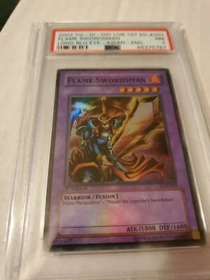 YUGIOH! FLAME SWORDSMAN LOB-003 1st Edition Asian English PSA 7 Near Mint  - Image 1 of 4