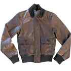 Vintage GAP Women’s Brown Leather Bomber Jacket Knit Collar & Wrists - Size XS