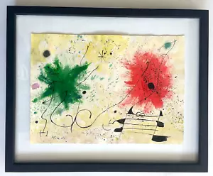 Miro Joan Original Painting Abstract Artwork Spain Spanish Red Splash Green B78 - Picture 1 of 11
