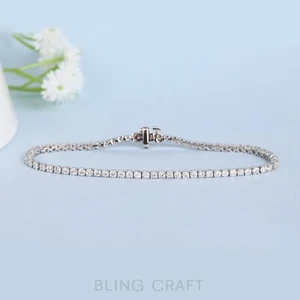 Brazalete de tenis redondo de 3 quilates con diamantes cultivados en laboratorio de plata 925 para aniversario de boda - Imagen 1 de 7