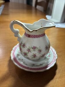 Vintage Lefton China Small 4” Pitcher And Underplate #2027