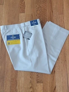 New Stafford Travel Classic Fit Pleated Front Beige Tan Dress Pants Sz: 36x30 - Picture 1 of 9
