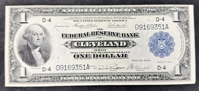 1918 $1 Cleveland Ohio National Currency Note FR719 Nice Condition  - Image 1 of 2