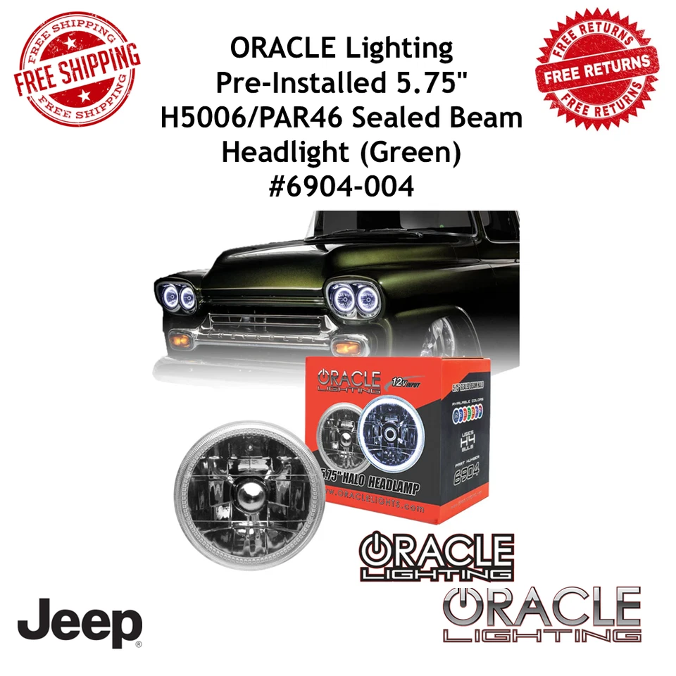 Faro redondo Oracle Lighting 5,75" con halo SMD verde preinstalado 6904-004 Foto 1 de 4