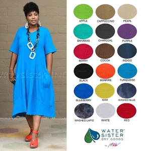 WATERSISTER Cotton Gauze ELLA Band Hem Dress Pocket 1(M/L) 2(XL/1X) oh my COLORS - Picture 1 of 33