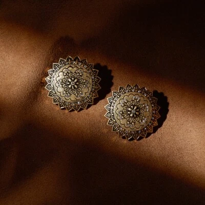 Vintage Earrings,Clear Rhinestones,Round Statement Earring Gift For Mom Girlfrie - Image 1 of 4