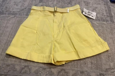 Nuevos Pantalones Cortos Niñas Talla 12 Amarillo Plisado Mamá Poliéster Algodón Bahía TG&Y 80’s Foto 1 de 4