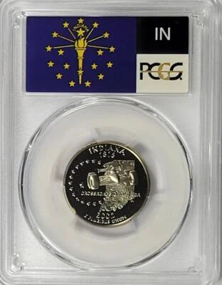 2002 - S Clad Washington Quarter - Indiana - PCGS  PR70DCAM - Flag Series - Image 1 of 2