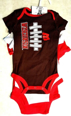 Wisconsin Badgers Bodysuit Size 6-9 Months Set 3 Different Creeper Baby Toddler Cover