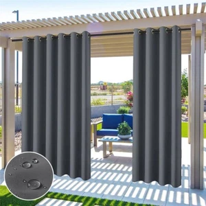 2/4 Panels Waterproof Outdoor Blockout Curtains Patio Thermal Insulated Drapes - Picture 1 of 21