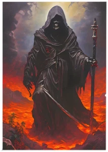GRIM REAPER * Custom ACEO * Fun Novelty * DARK FANTASY * Art Card * ATC - Picture 1 of 2