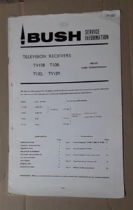 Bush TV108 T108C T102C TV109 Television Service Information Manual - Picture 1 of 6
