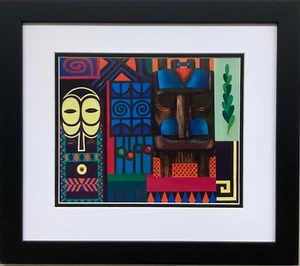 Lois Mailou Jones "Symboles D'Afrique 1980" Custom Framed Black Art - Picture 1 of 3