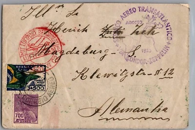 Brasil 1933 S Paulo Graf Zeppelin LZ 127 Cóndor Cubierta de correo a Alemania Magdeburgo Foto 1 de 2