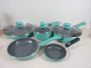 Never Used 8 Piece Green Life Pot and Pans Set with 3 Lids - Picture 1 of 12