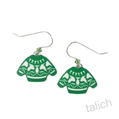 Pendientes Sienna Sky Divertidos Preciosos Suéter Verde Navidad Hecho a Mano en EE. UU. Foto 1 de 4