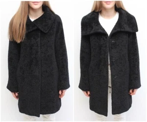 Women's MAX MARA Studio Teddy Alpaca Wool Black Coat Overcoat Size US10 fits S/M - Picture 1 of 11