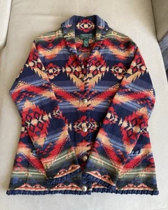 Ralph Lauren Aztec Southwestern Navajo Beacon Cardigan rrl Jumper Sweater M - Picture 1 of 12