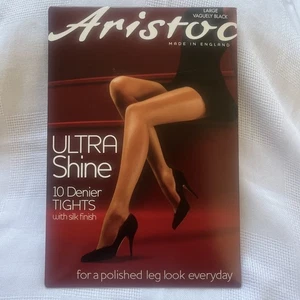 Aristoc Ultra Shine 10 Denier Vaguely Black Tights With Silk Finish Large - Picture 1 of 7